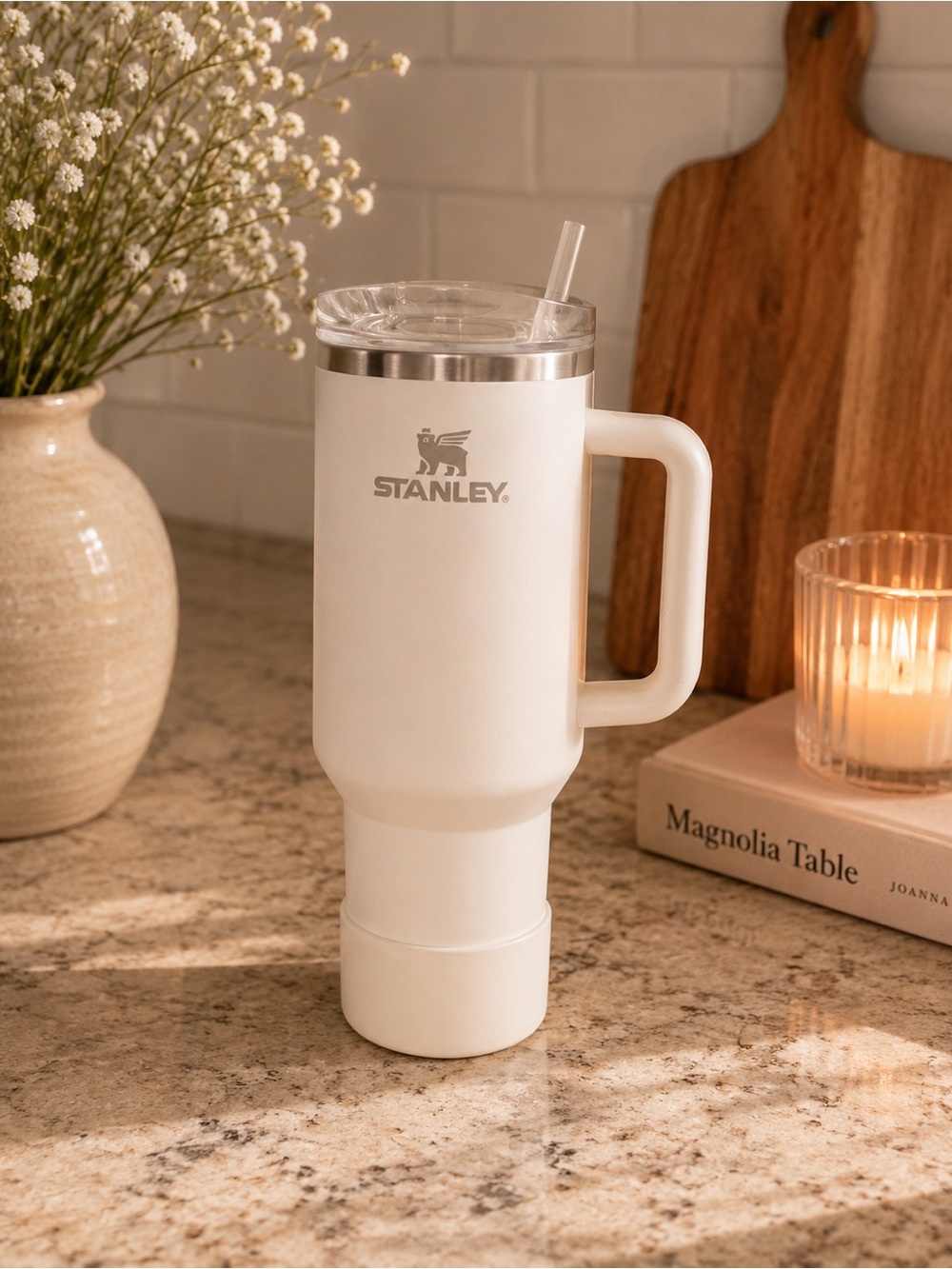 Stanley 40oz Quencher H2.0 Tumbler White w/ Handle Lid & Straw Insulated Cup